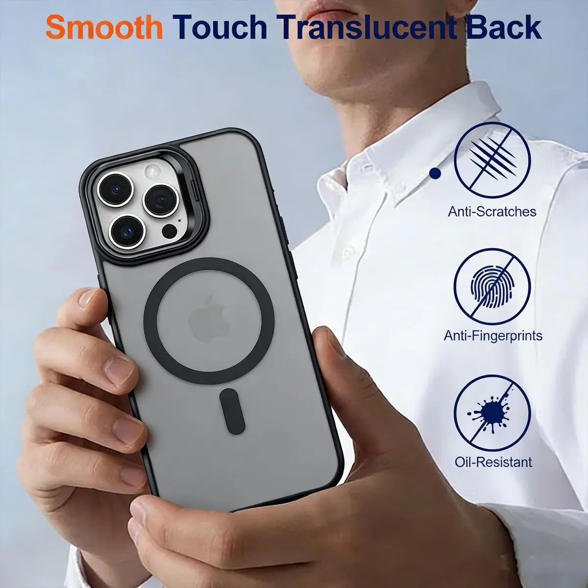 IDweel Magnetic for iPhone Air Case with Built-in Camera Stash Stand, Black | MagSafe Compatible Slim Shockproof Cover - view 3