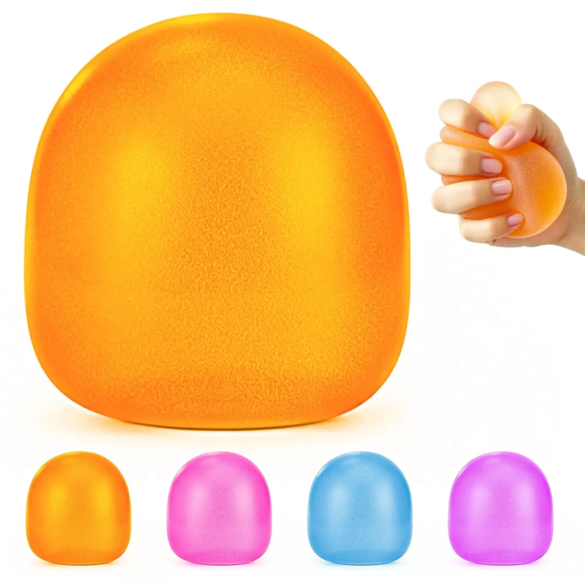 AuraGlaze Gumdrop Squishy Stress Ball Orange 135g (4.75 oz) | Non-Toxic Silicone for Kids & Adults - main product image