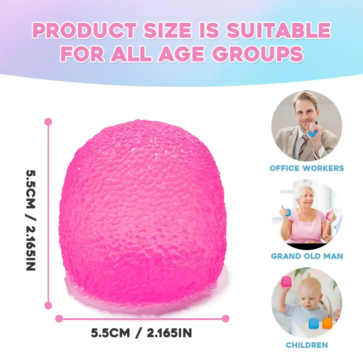 AuraGlaze Gumdrop Squishy Stress Ball 5.5 cm (2.2 in) | Non-Toxic Silicone for Kids & Adults - view 2