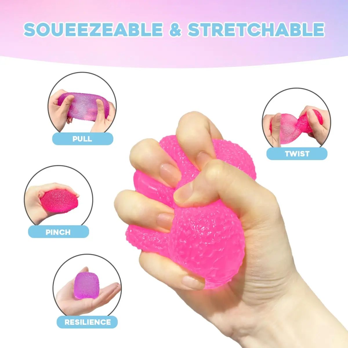 AuraGlaze Gumdrop Squishy Stress Ball 5.5 cm (2.2 in) | Non-Toxic Silicone for Kids & Adults - view 3