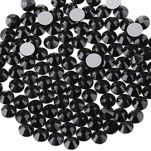 BEADSLAND Flat Back Crystal Rhinestones Round Gems for Nail Art and Craft Glue Fix, Black, 10mm (SS50/144pcs) - main product image