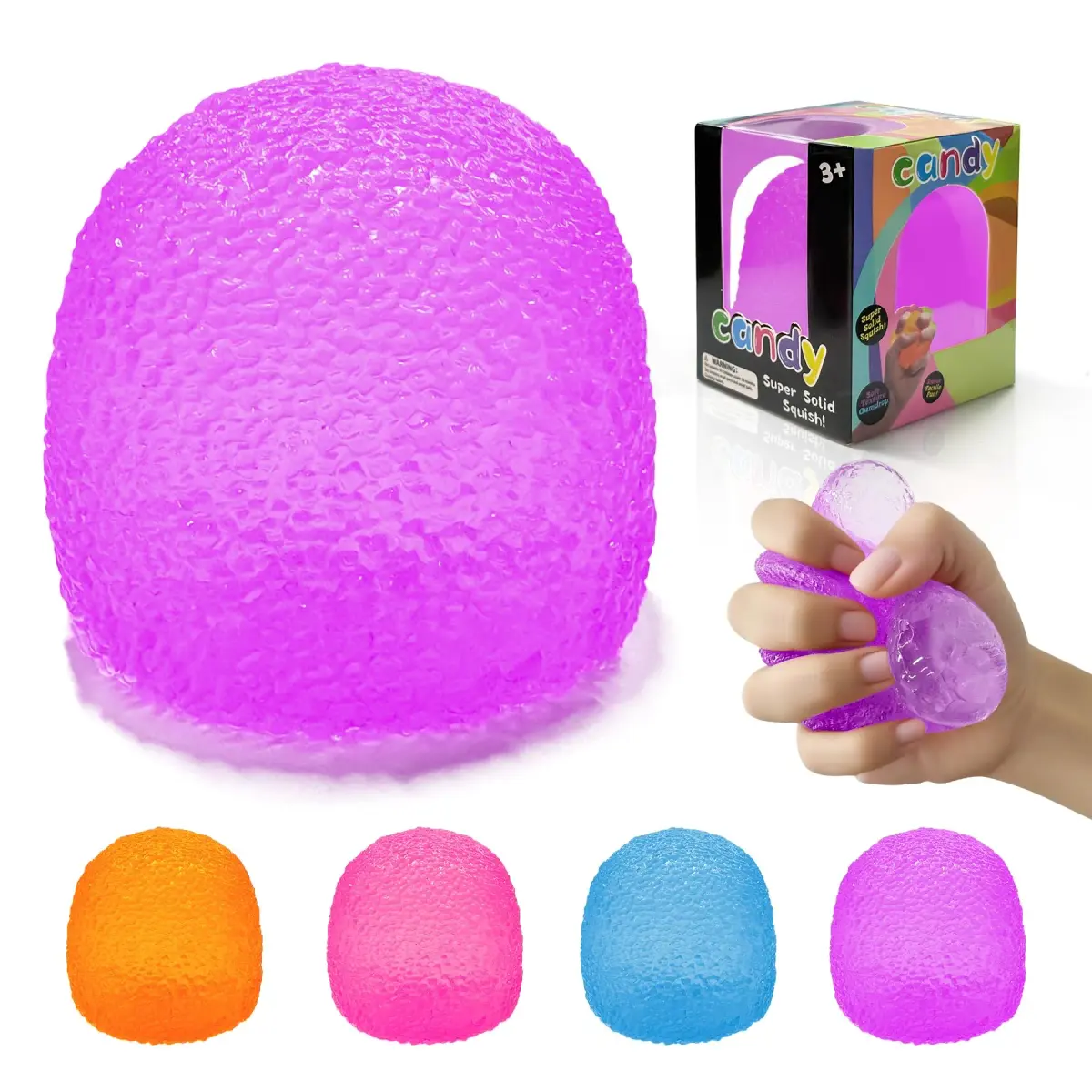 AuraGlaze Purple Gumdrop Squishy Stress Ball 5.5cm (2.2in) | Non-Toxic Sensory Toy for Kids & Adults - main product image