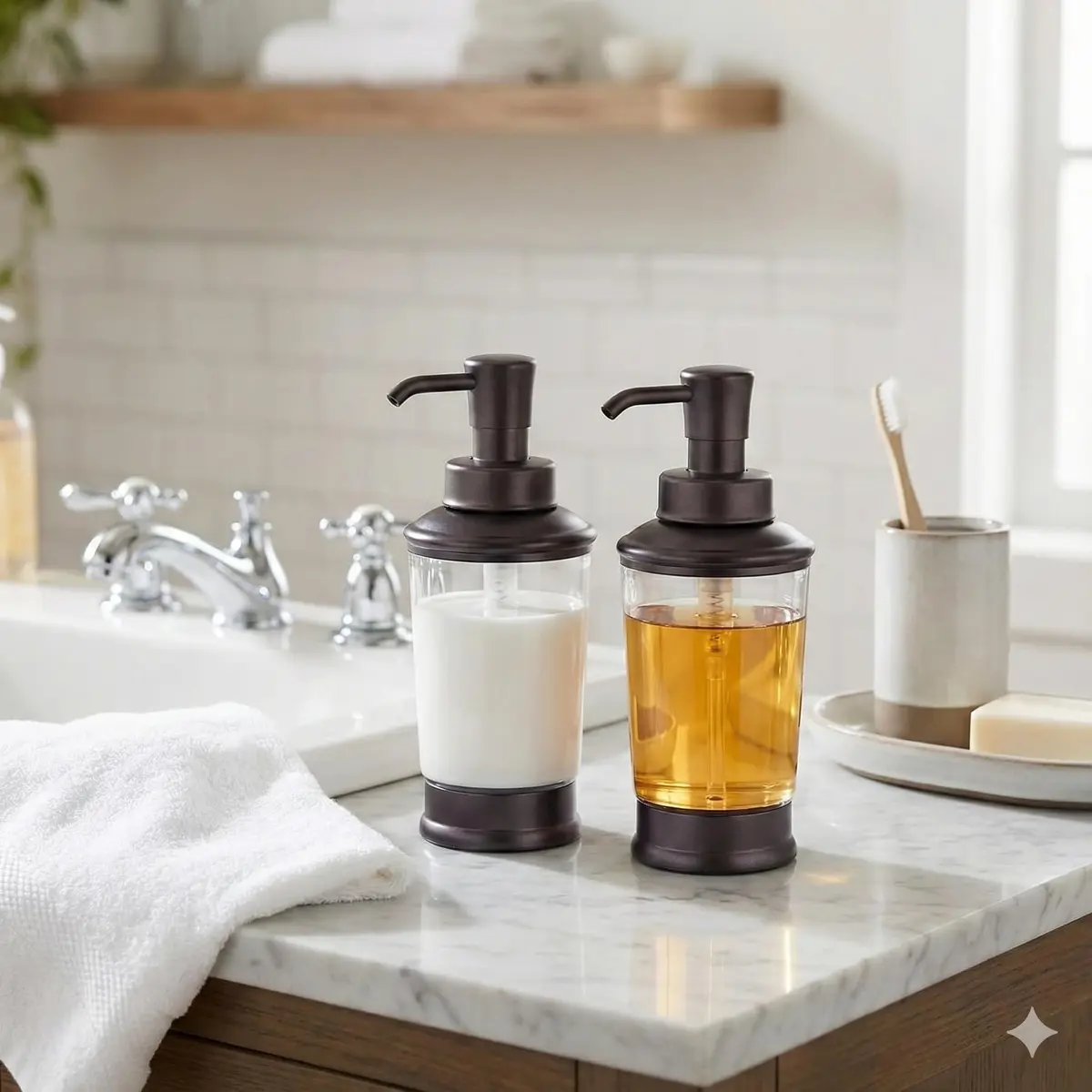 CHBJDAN Vintage Style Soap Dispenser Bottles 473ml (16 Fl Oz) 2-Pack | Refillable Bronze Bathroom & Kitchen Decor - view 4