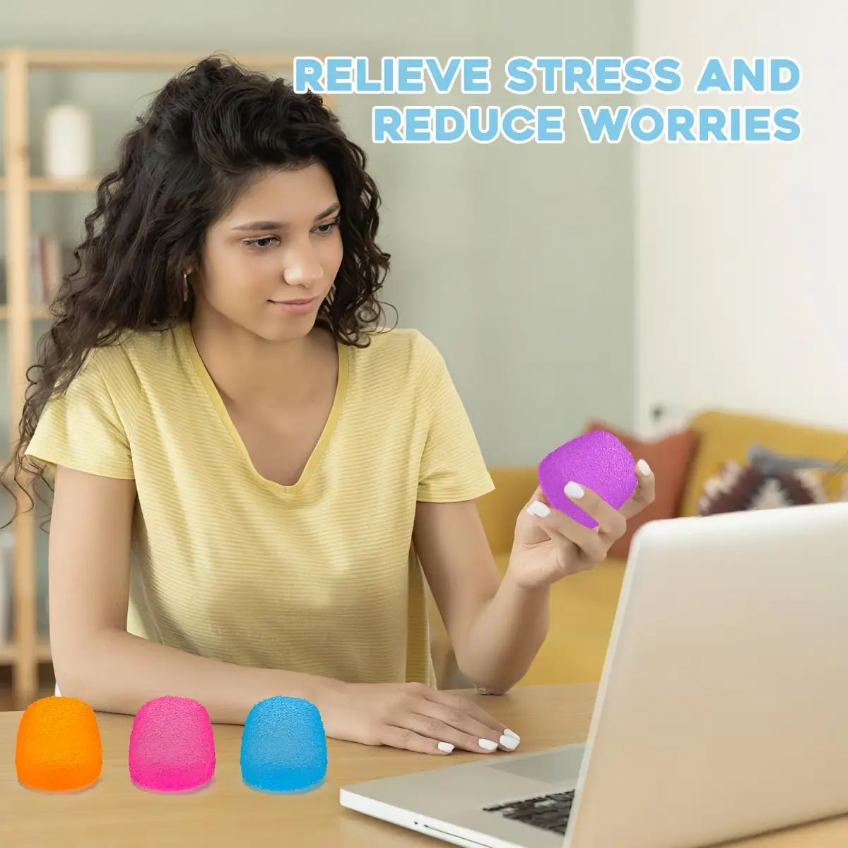 AuraGlaze Gumdrop Squishy Stress Ball Blue 5.5cm (2.2in) | Non-Toxic Silicone for Kids & Adults - view 7