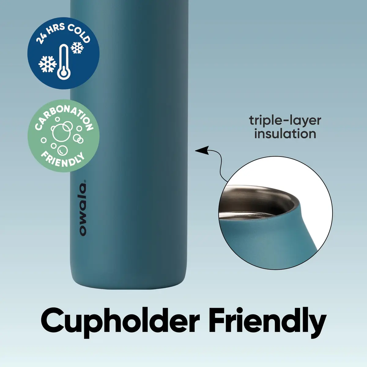 Owala FreeSip Twist Stainless Steel Water Bottle 24 oz Denim | Double-Walled Insulated, Leak-Proof, BPA-Free - view 3