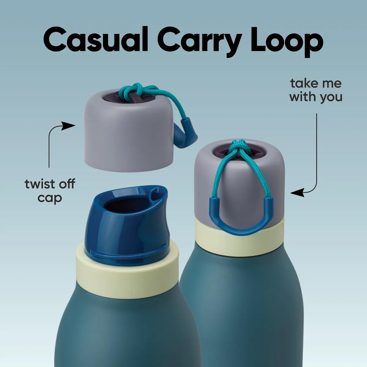 Owala FreeSip Twist Stainless Steel Water Bottle 24 oz Denim | Double-Walled Insulated, Leak-Proof, BPA-Free - view 4