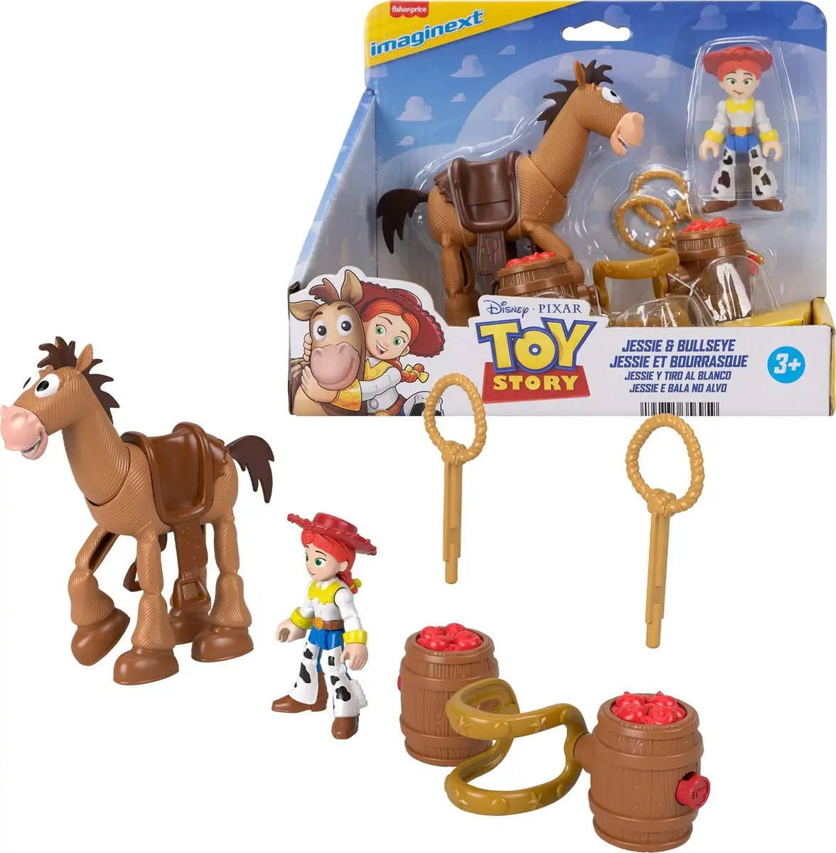 Fisher-Price Imaginext Toy Story Jessie & Bullseye Play Set 3-inch Action Figure, Bullseye Horse, Saddle & Lasso Projectiles | ASTM-Tested - main product image