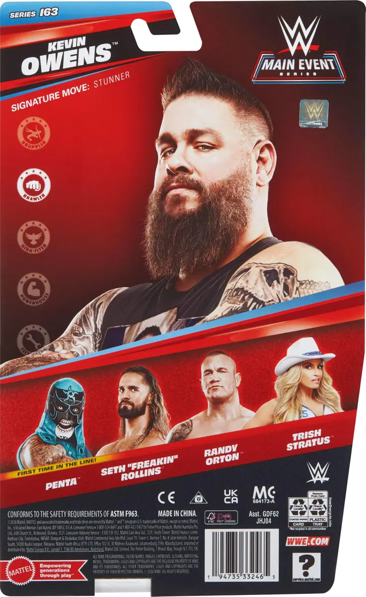 Mattel WWE Kevin Owens Action Figure 6-inch | Main Event Series with 14 Articulation Points - view 6