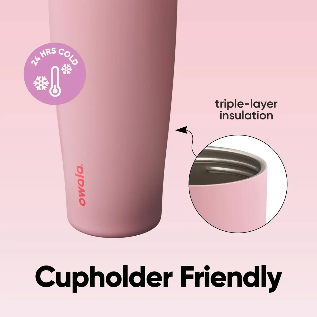 Owala FreeSip Tumbler 40 oz Stainless Steel Water Bottle Angel Food Cake | Double-Wall Insulated, Leak-Proof, 24-Hour Cold - view 4