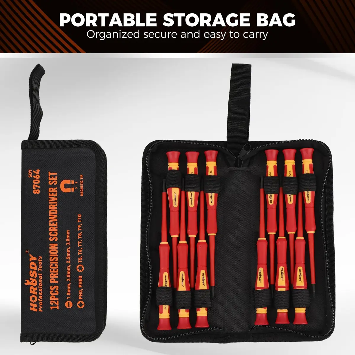 HORUSDY 12-Piece Precision Screwdriver Set | 1000V Insulated, Magnetic Tips & Rotatable Cap for Electronics & Electrical Work - view 8