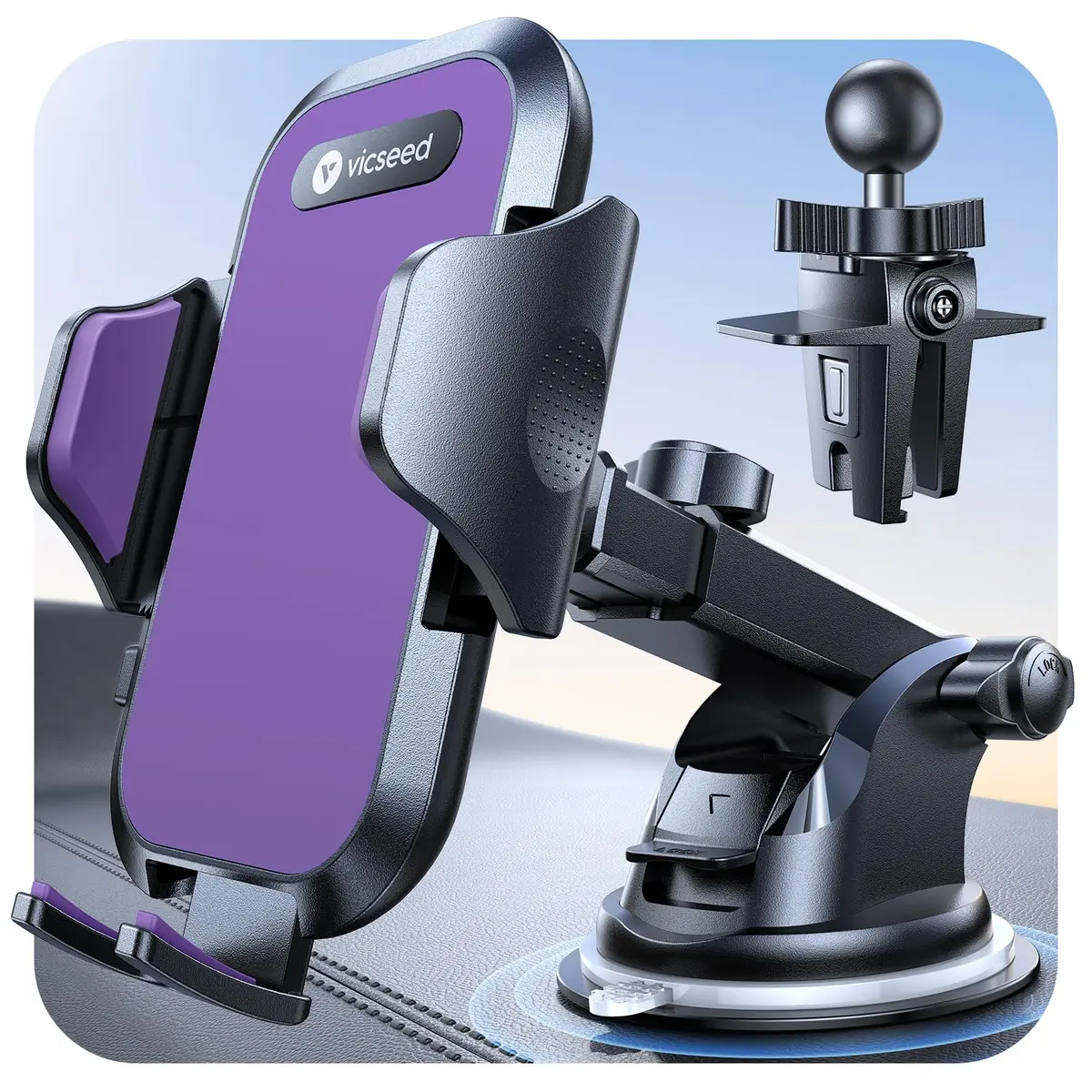 VICSEED Stable Car Phone Holder [Upgraded Strongest Suction, Won't Break] | Universal 4-7 inch Smartphone Compatibility - main product image