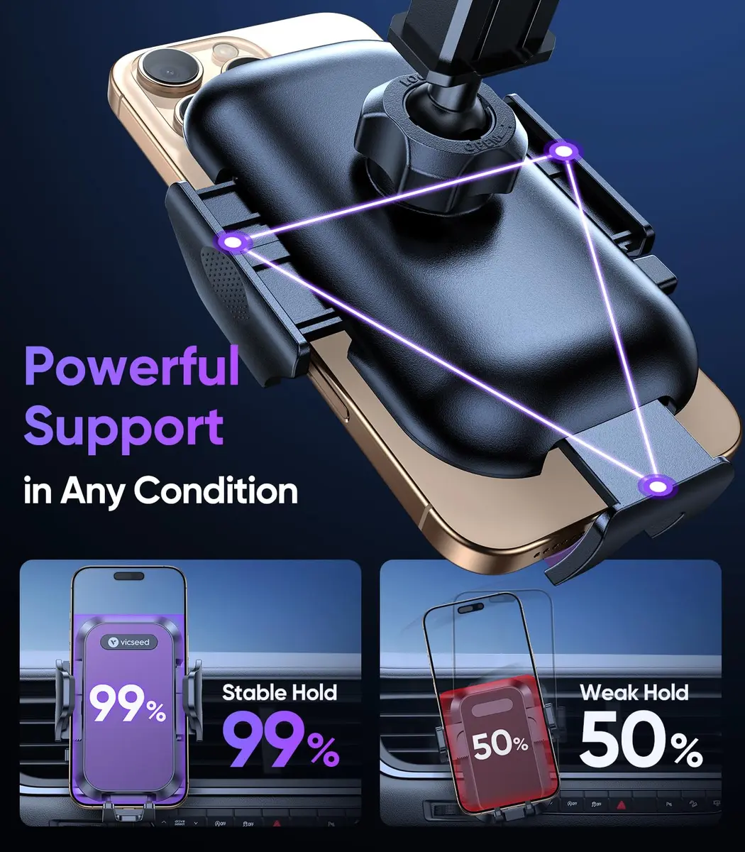 VICSEED Stable Car Phone Holder [Upgraded Strongest Suction, Won't Break] | Universal 4-7 inch Smartphone Compatibility - view 4