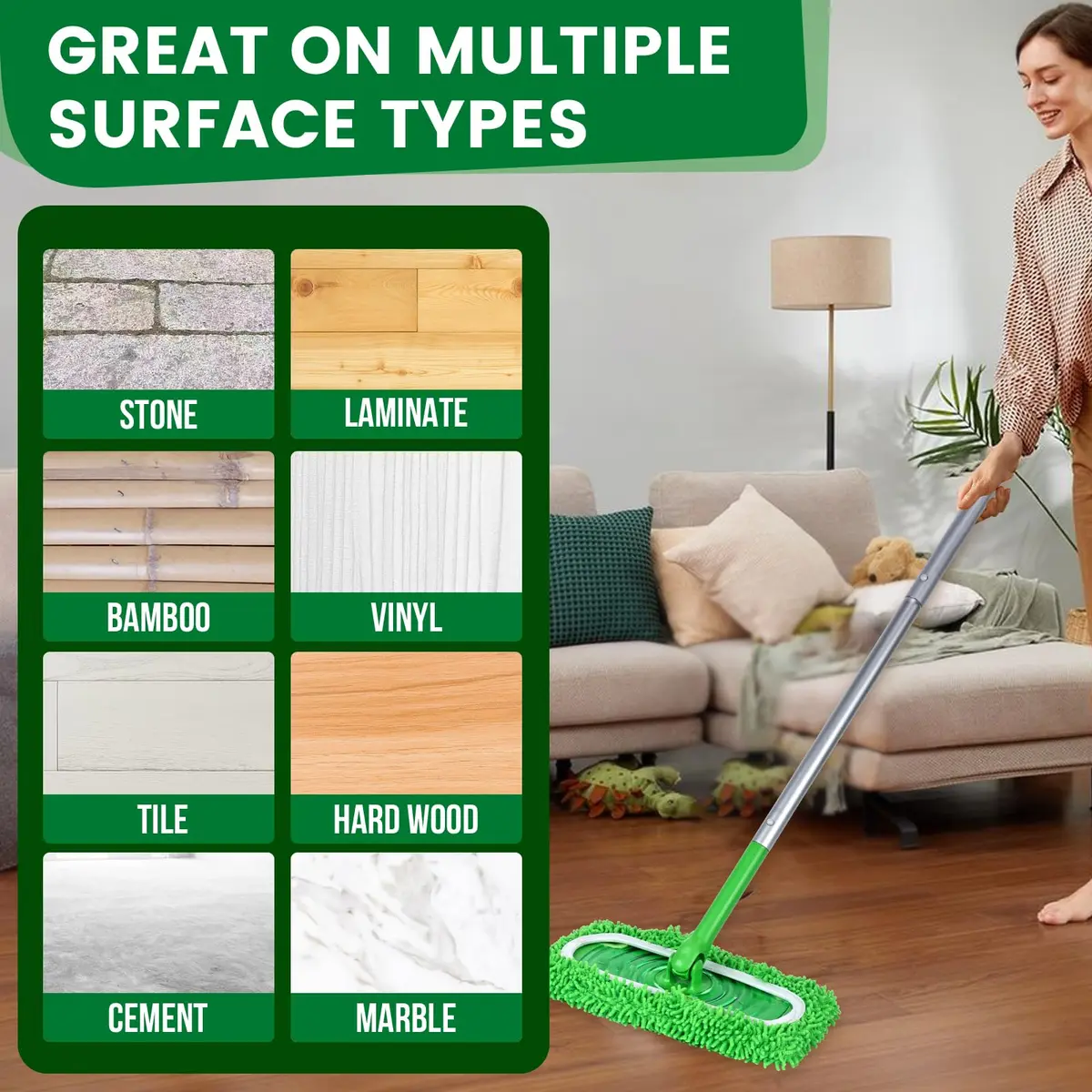 ZMZPA Reusable Microfiber Mop Pads 15 Pack | Compatible with Sweeper Mop for Hardwood & Surface Cleaning - view 6