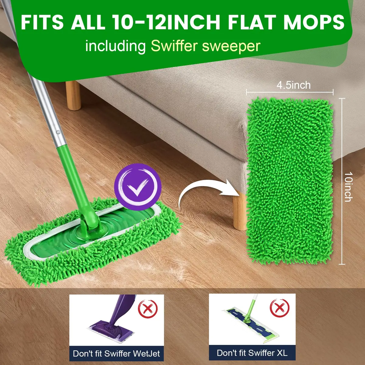 ZMZPA Reusable Microfiber Mop Pads 15 Pack | Compatible with Sweeper Mop for Hardwood & Surface Cleaning - view 2