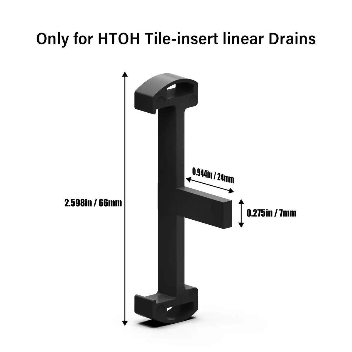 HTOH Black Plastic Clip for 2 Inch Linear Shower Drain | 6 Pcs - view 2