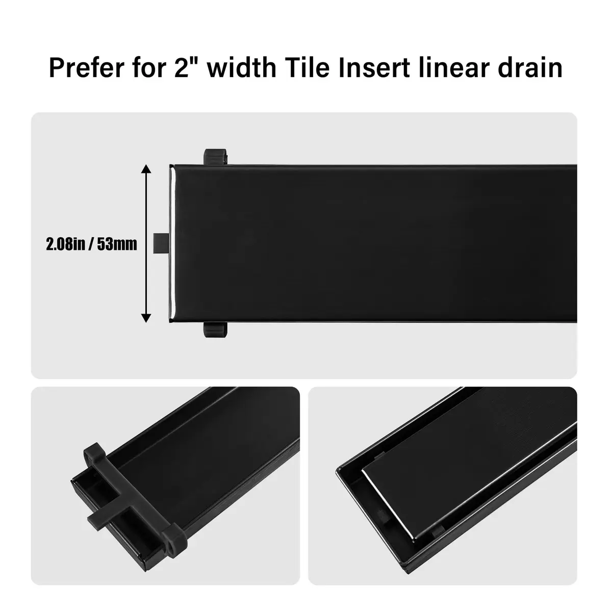 HTOH Black Plastic Clip for 2 Inch Linear Shower Drain | 6 Pcs - view 3