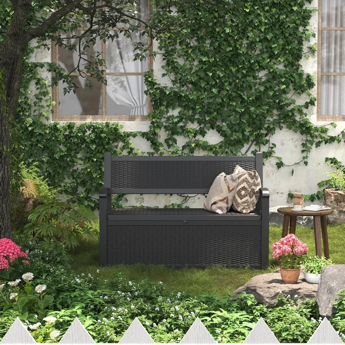 LHBcraft 70 Gallon Lockable Outdoor Storage Bench Waterproof | Heavy-Duty Garden & Patio Seat - view 6