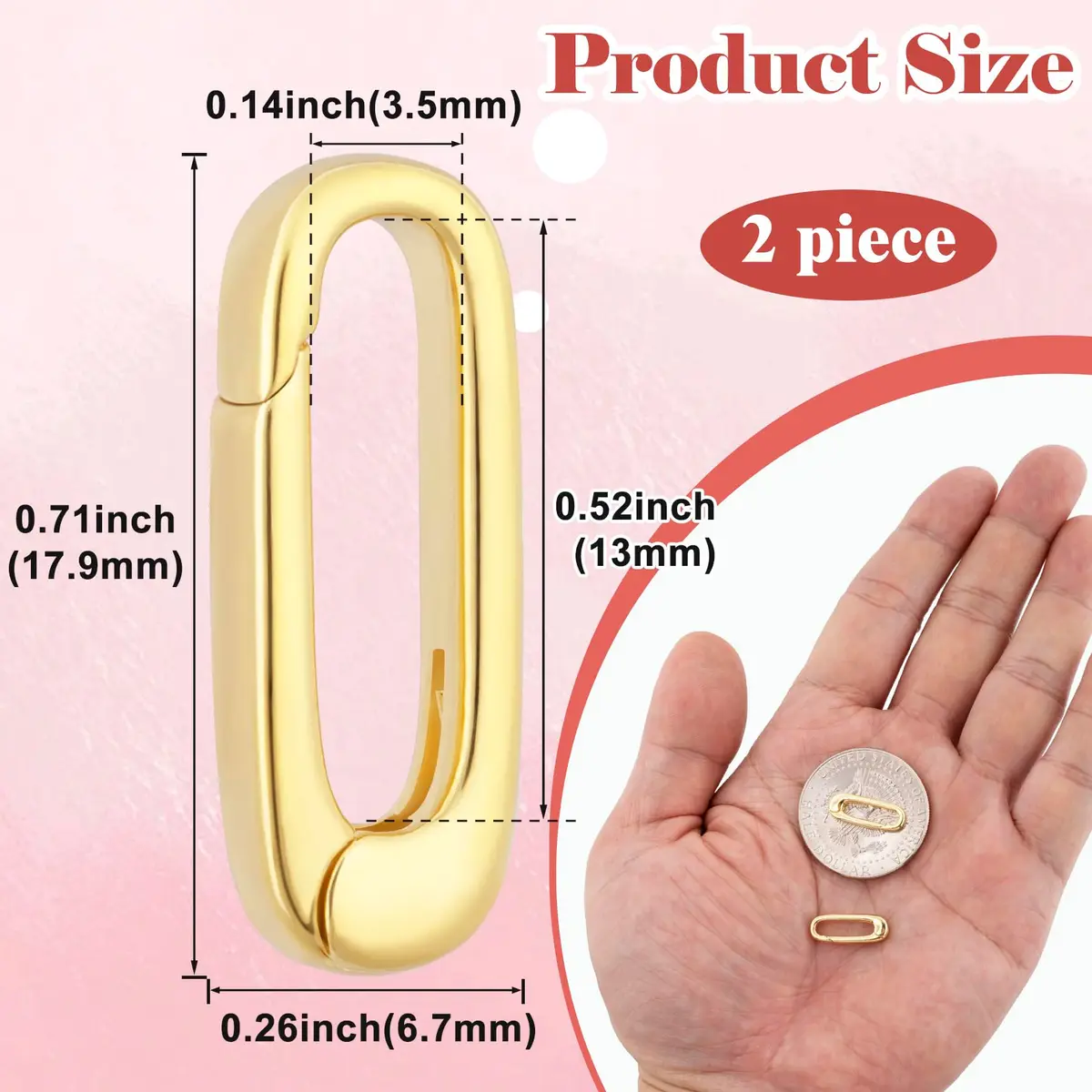 Alpinleux Gold Oval Necklace Pendant Clasp, 0.26"×0.71" | Jewelry Making Accessory - view 2