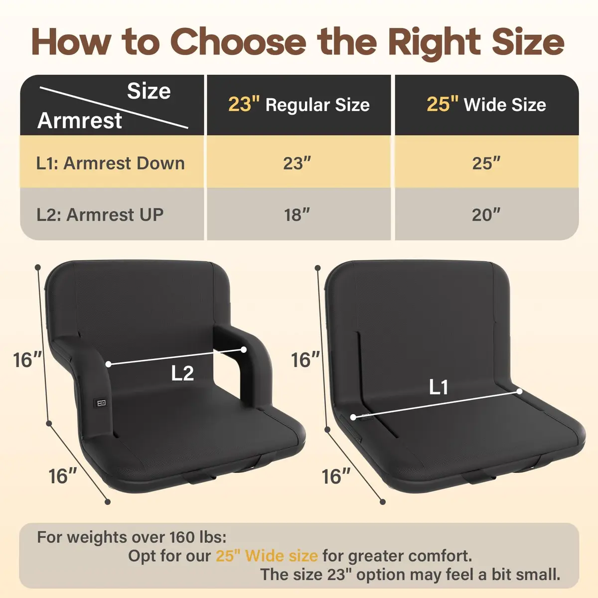 DEKEMASTER 23'' Heated Stadium Seat for Bleachers with Back Support | Portable, 3 Heat Levels, 6 Reclining Positions, Waterproof & Supportive (70-120 chars) - view 2