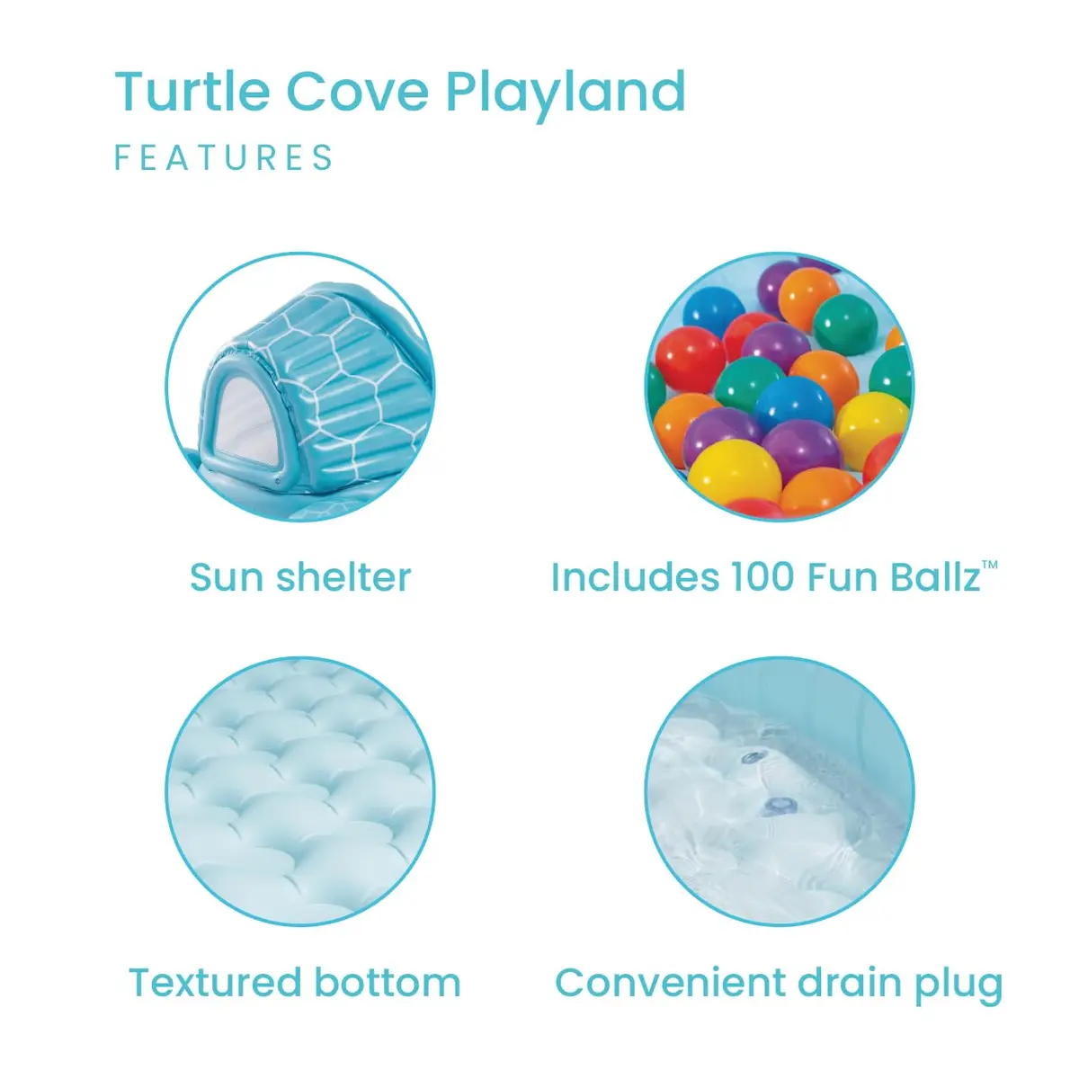 Intex Turtle Cove Playland Inflatable Paddling Pool or Ball Pit 218cm x 206cm x 97cm (86" x 81" x 38") | ASTM-Tested for Kids - view 3