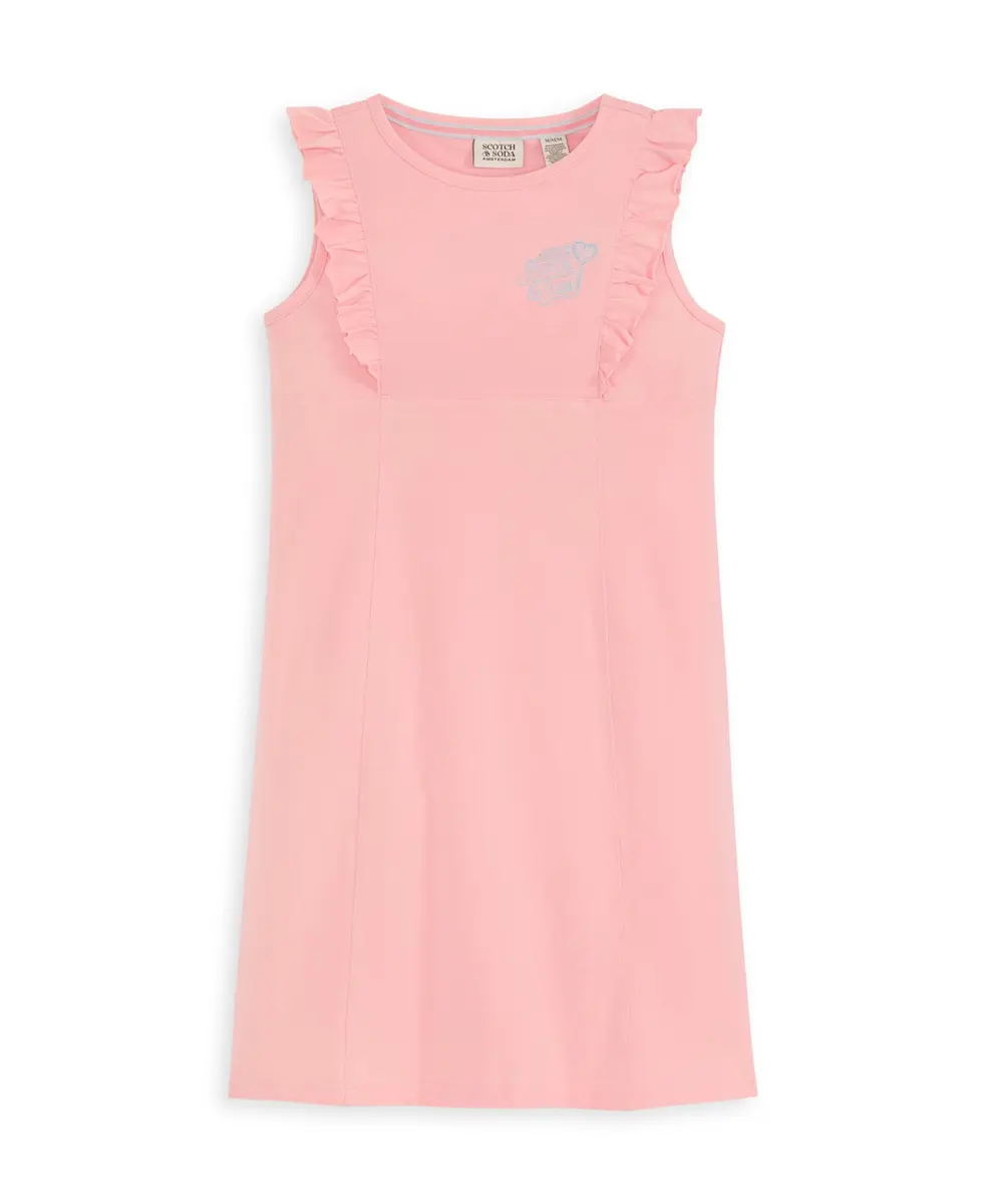 Scotch & Soda Girls Tennis Cotton Spandex Dress, Pastel Pink, L | Whimsical Summer Playwear - main product image