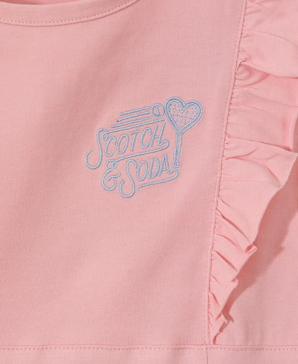 Scotch & Soda Girls Tennis Cotton Spandex Dress, Pastel Pink, L | Whimsical Summer Playwear - view 2