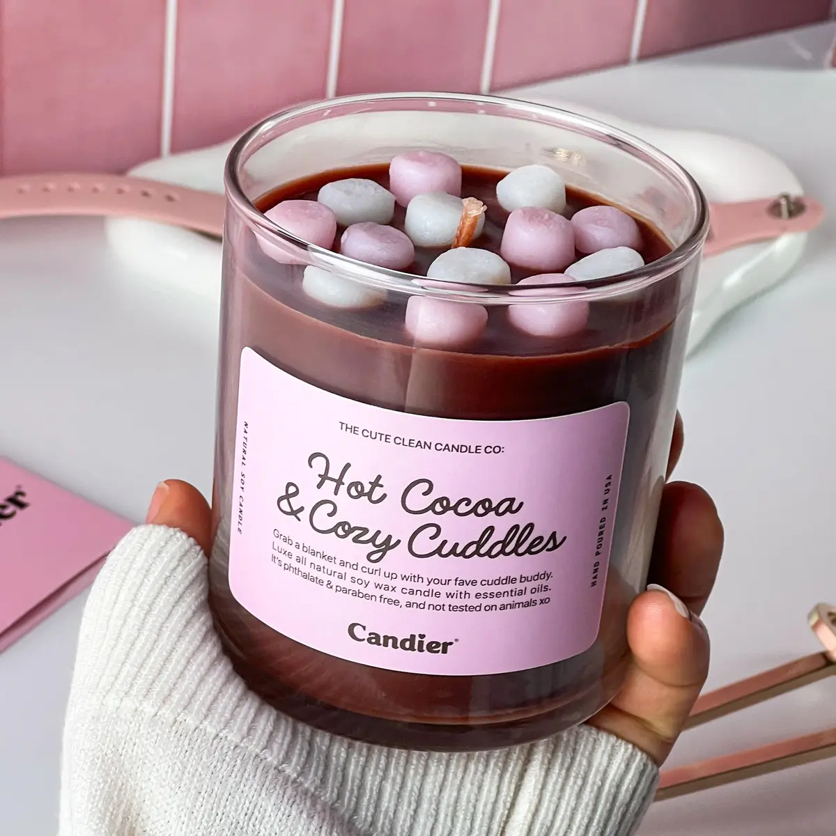 Candier Hot Cocoa & Cozy Cuddles Soy Candle 9oz | 60hr Burn Time, Rich Chocolate & Caramel Aroma - view 2