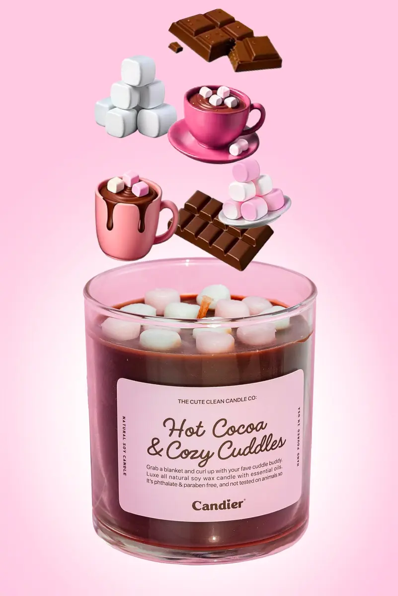 Candier Hot Cocoa & Cozy Cuddles Soy Candle 9oz | 60hr Burn Time, Rich Chocolate & Caramel Aroma - view 4