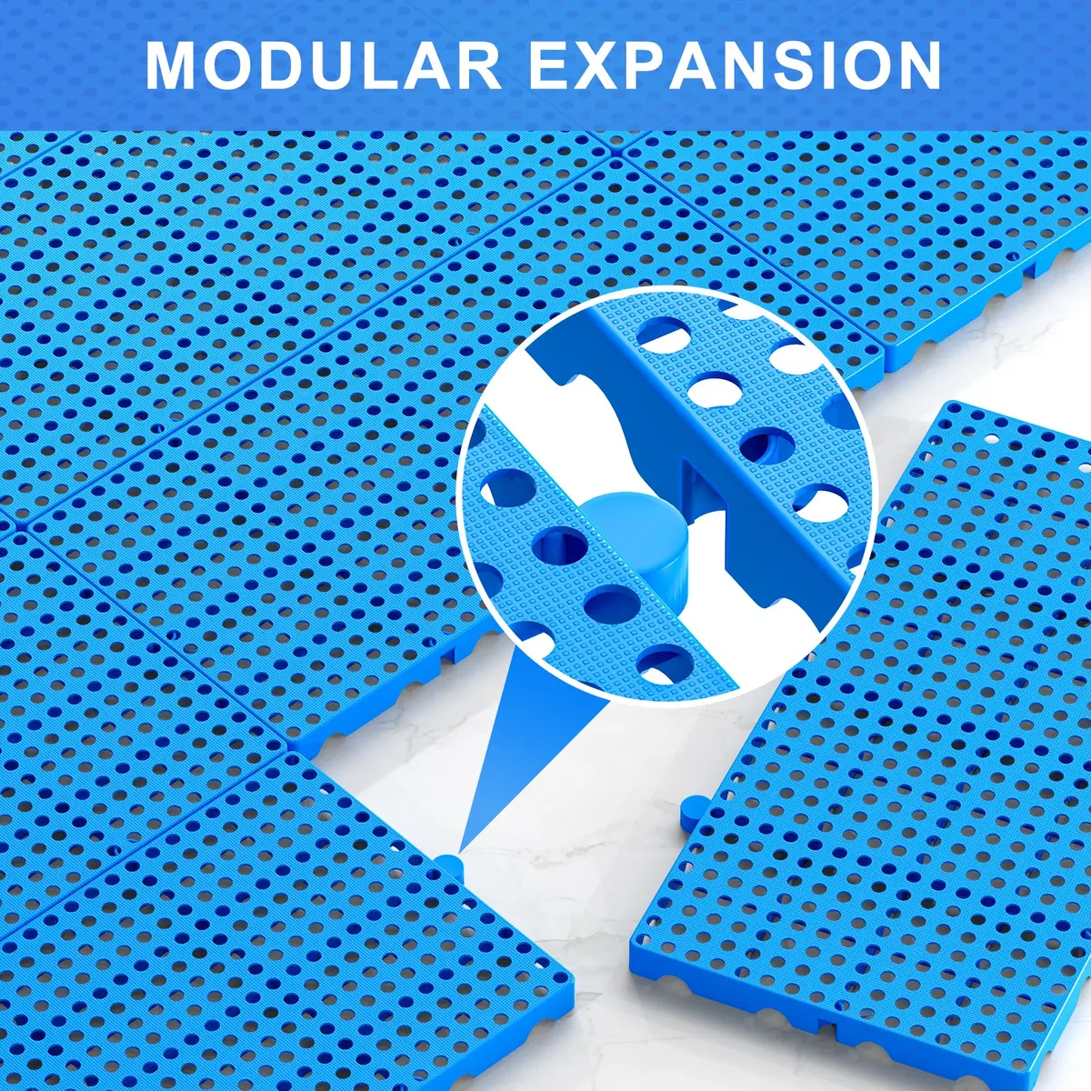 XyVoltic Plastic Pallets 10 Pack | Basement Storage, 1000lb Capacity, Blue - view 4