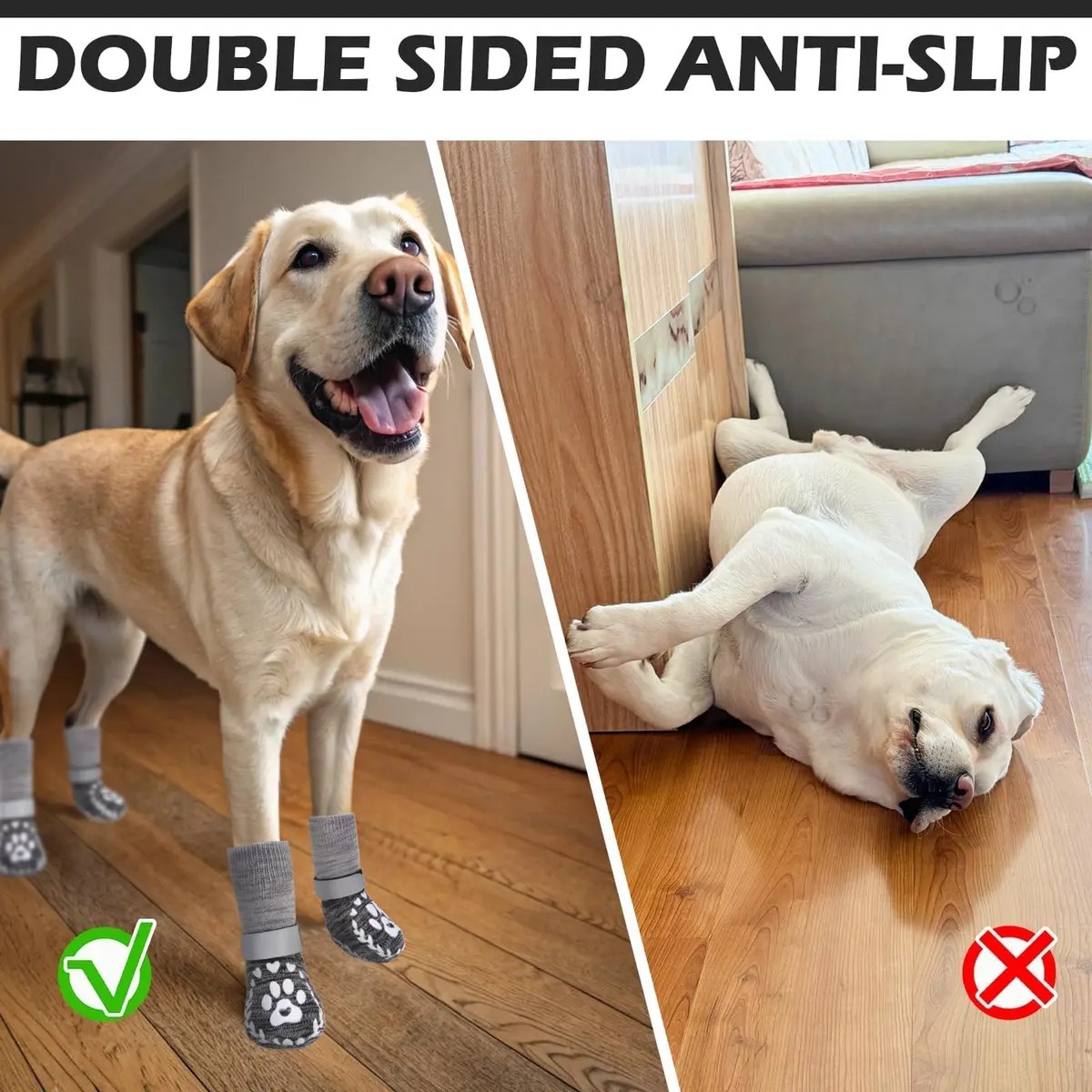 EXPAWLORER Anti-Slip Dog Socks XL (3.5in Paw Width) | Prevent Licking & Slipping on Hot Pavement & Floors - view 5
