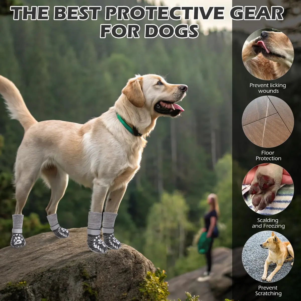 EXPAWLORER Anti-Slip Dog Socks XL (3.5in Paw Width) | Prevent Licking & Slipping on Hot Pavement & Floors - view 8