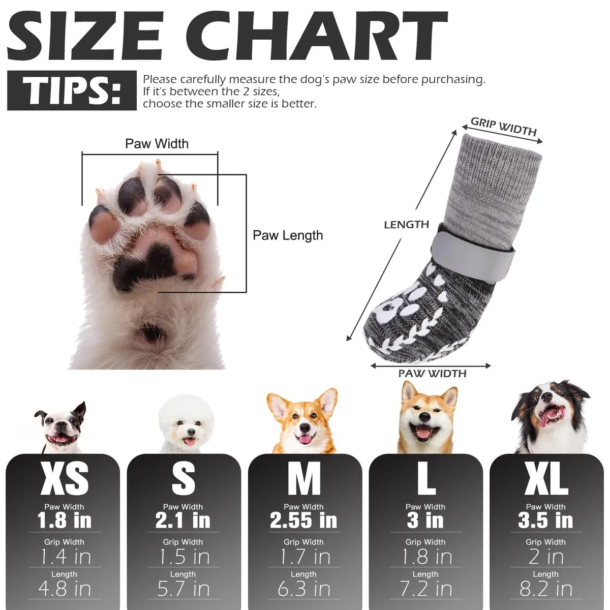EXPAWLORER Anti-Slip Dog Socks XL (3.5in Paw Width) | Prevent Licking & Slipping on Hot Pavement & Floors - view 2