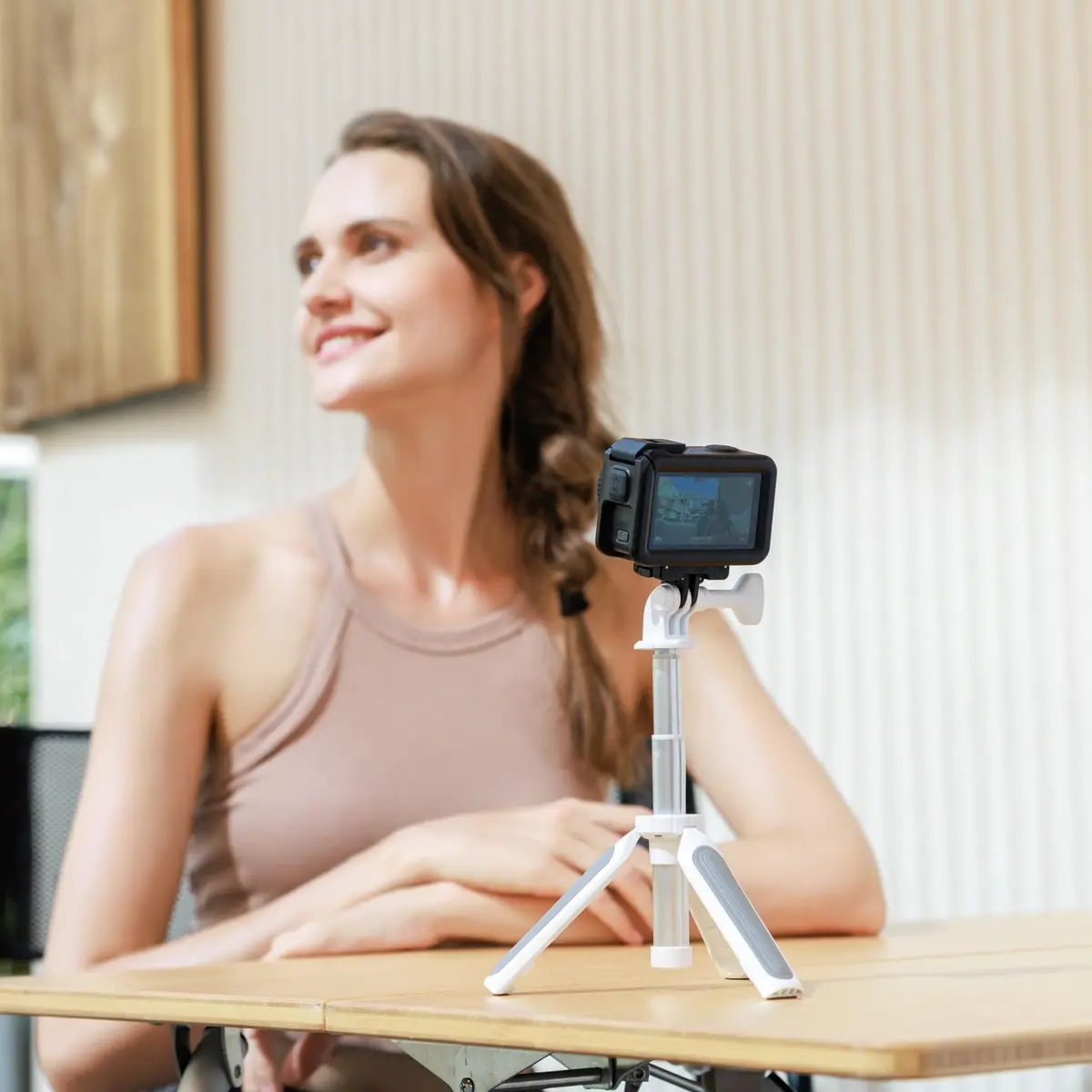 JJC Mini Selfie Stick Tripod for DJI Osmo Action 6 5 4 3 GoPro Hero 13 12 11 10 9 8 White | Extensible 9.69" (24.6cm) with Non-Slip Pad - view 4