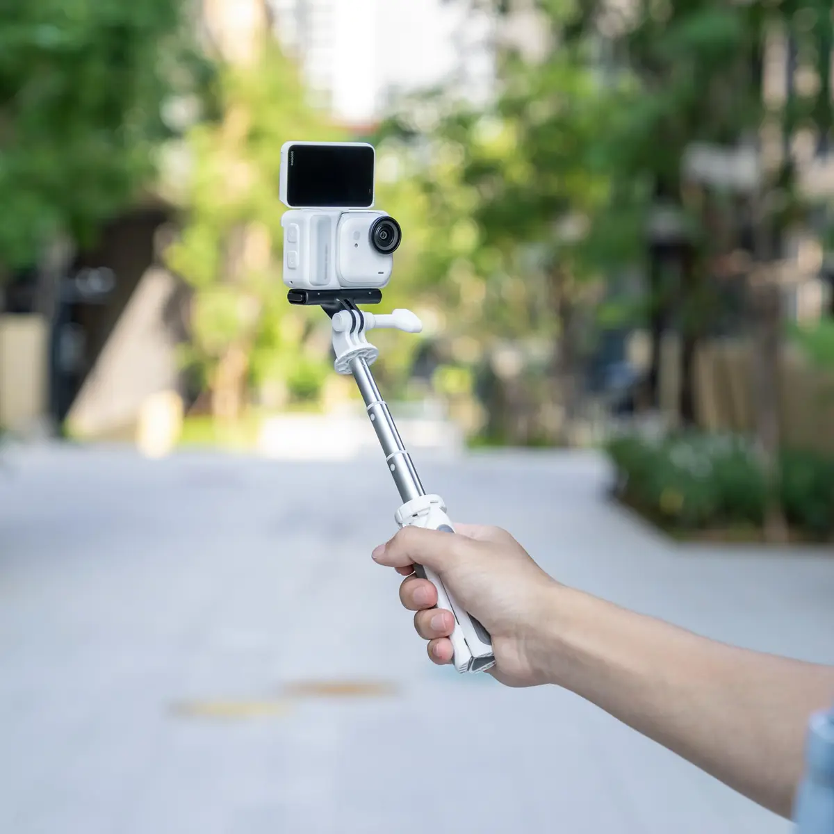 JJC Mini Selfie Stick Tripod for DJI Osmo Action 6 5 4 3 GoPro Hero 13 12 11 10 9 8 White | Extensible 9.69" (24.6cm) with Non-Slip Pad - view 7