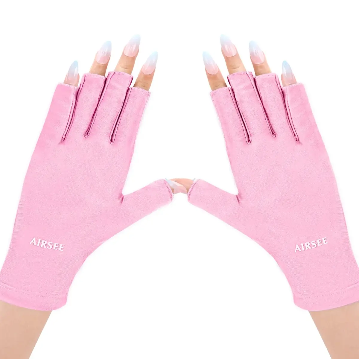 AIRSEE UV Protection Gloves for Nail Lamp, Fingerless, Light Pink | UPF50+ Shield - main product image