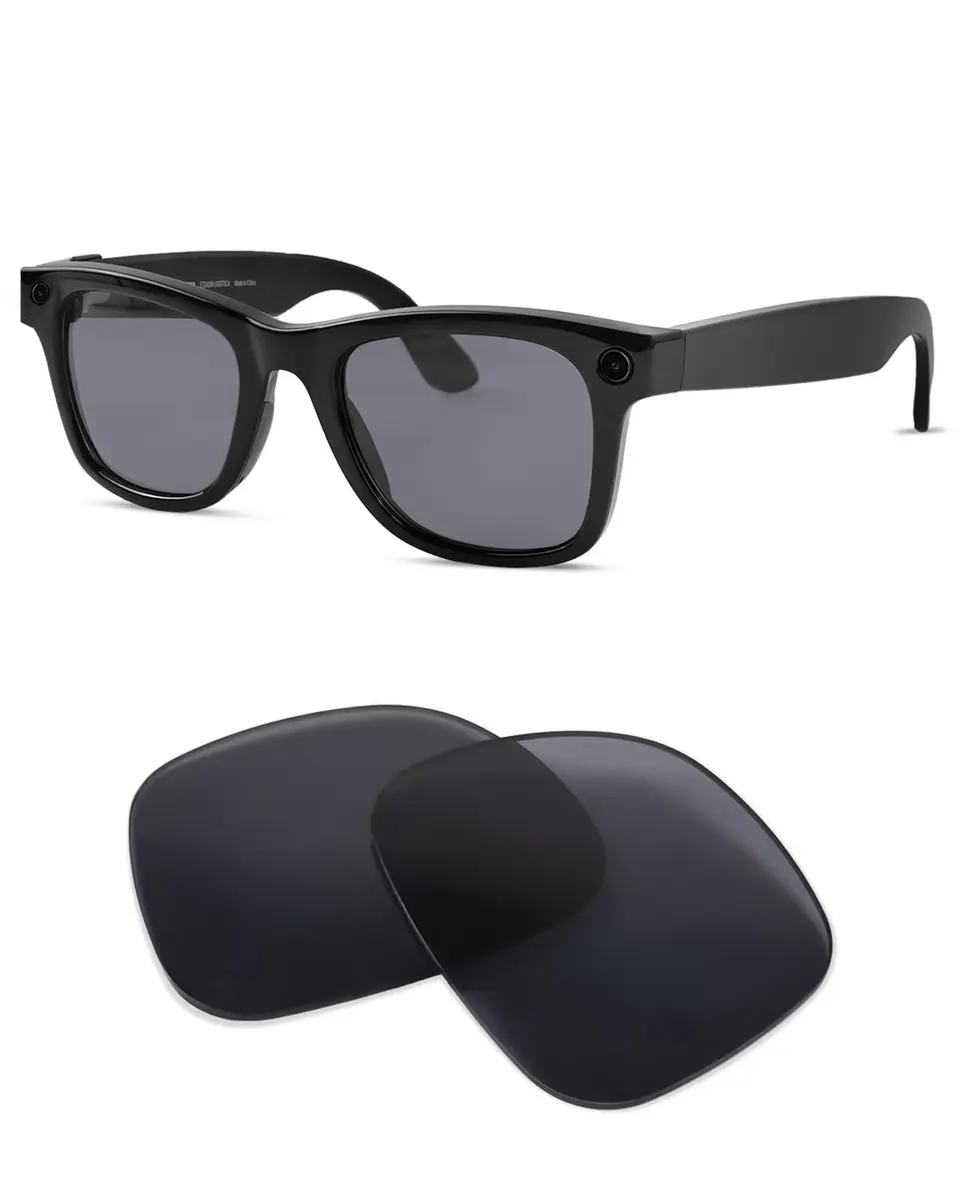 BandSmith Polarized Replacement Lenses for Ray-Ban Meta Wayfarer RW4008 & RW4012 (53mm Gray) - main product image