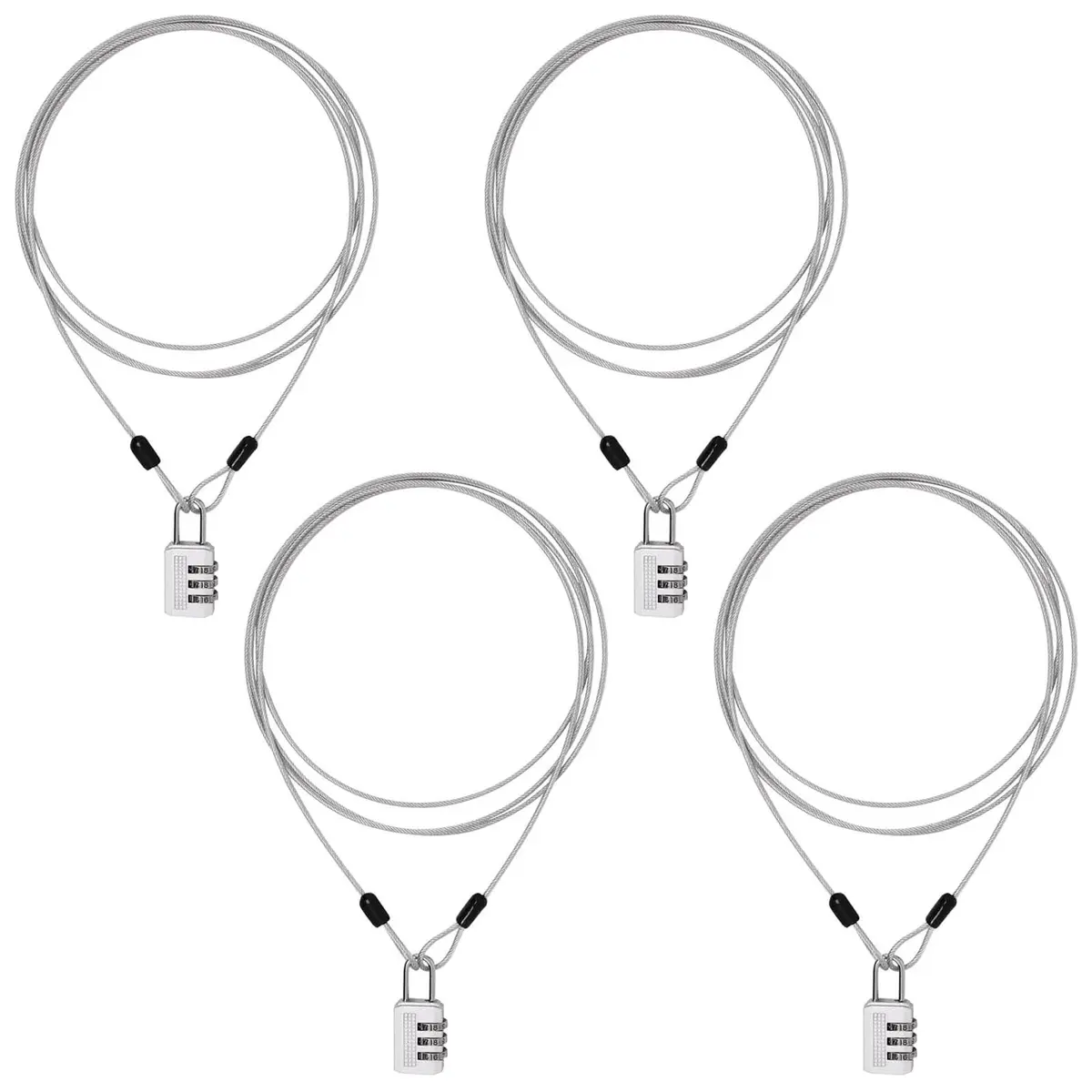 ZHMEINA Steel Cable Lock 6.6Ft Silver | Double Loop Security Cable for Bike & Luggage - main product image