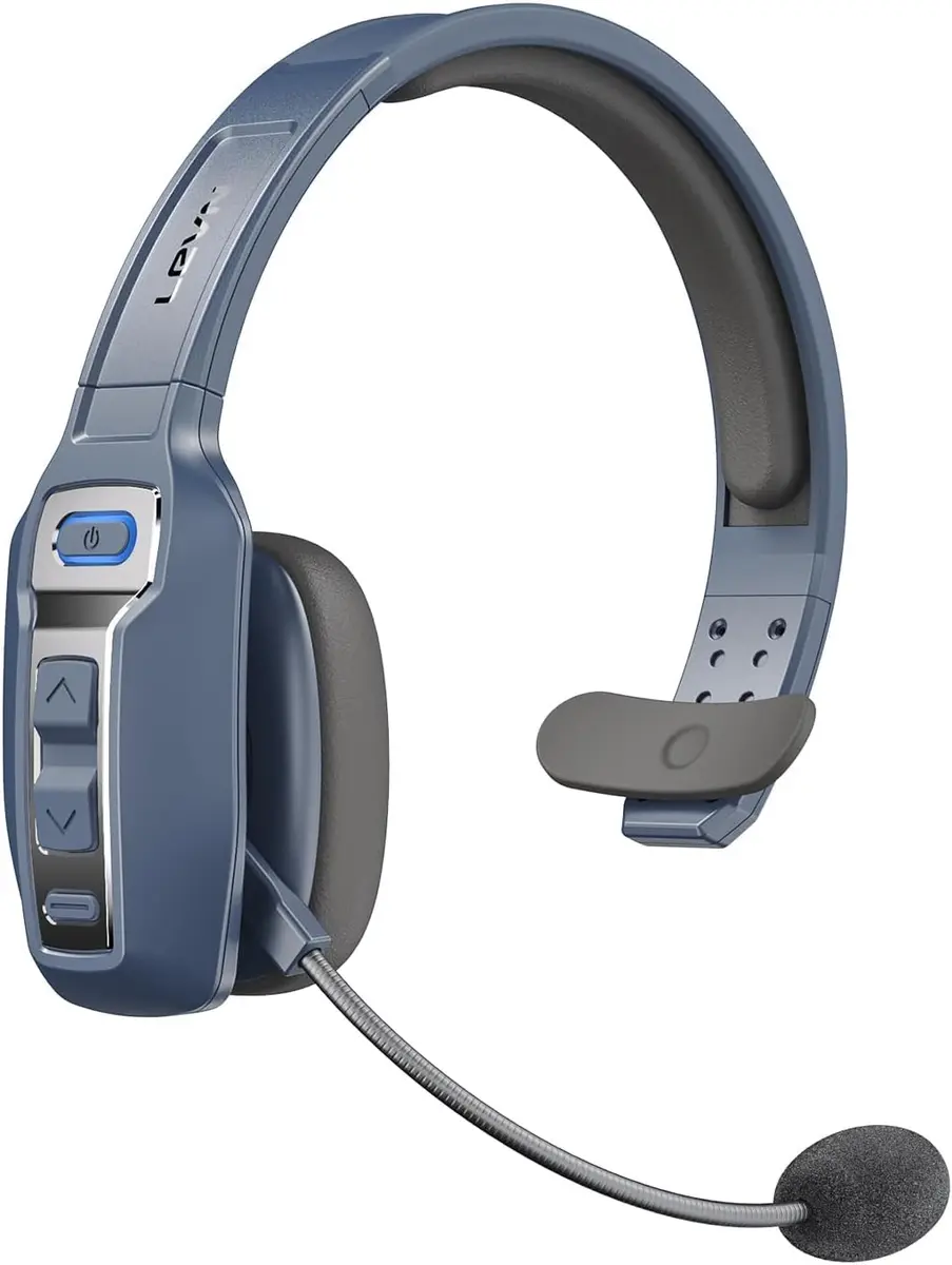 LEVN Bluetooth Headset with Microphone | 60 Hrs Battery, AI Noise Cancelling, On-Ear Wireless Headphones for Trucker & Office - main product image