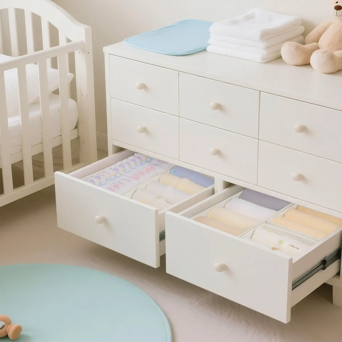 Criusia 24 Pack Drawer Organizer Bins for Baby Clothes, Underwear, Socks | 28cm (11") x 11cm (11") x 10cm (4") White - view 2