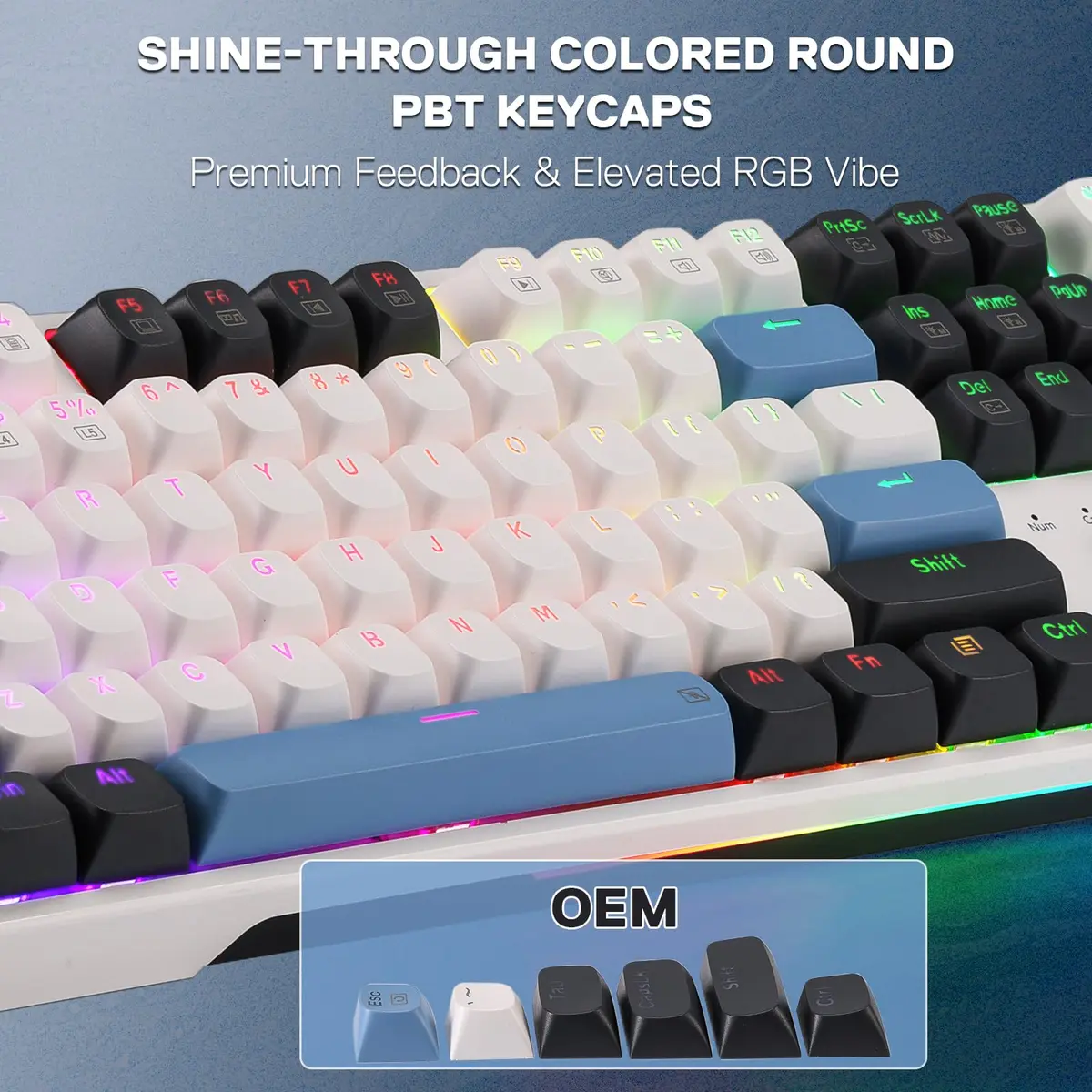 Redragon K668 Wired Gasket RGB Gaming Keyboard 108-Key Hot-Swap | Glacier Azure - view 6