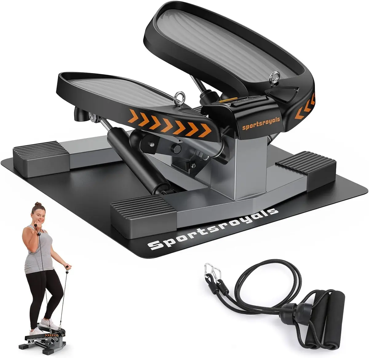 Sportsroyals Twist Stair Stepper with Resistance Bands & Exercise Mat | Fat Burning & Compact Design - main product image