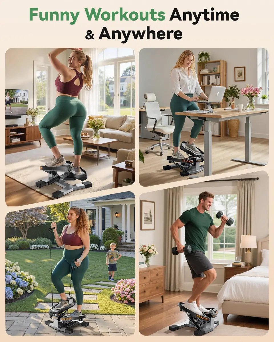 Sportsroyals Twist Stair Stepper with Resistance Bands & Exercise Mat | Fat Burning & Compact Design - view 9