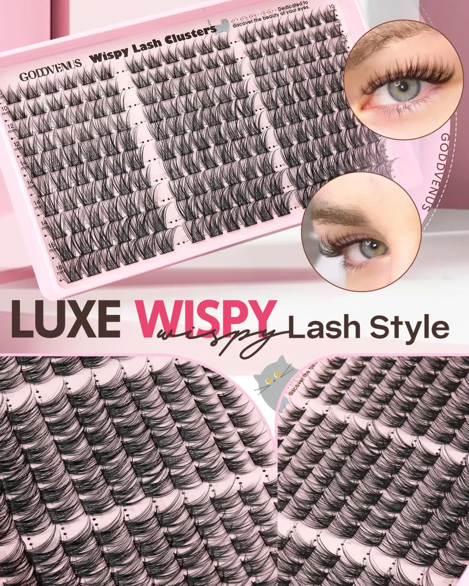 Goddvenus Wispy Lash Clusters 180pcs (C Curl) | Natural DIY Lash Extension Kit - view 6
