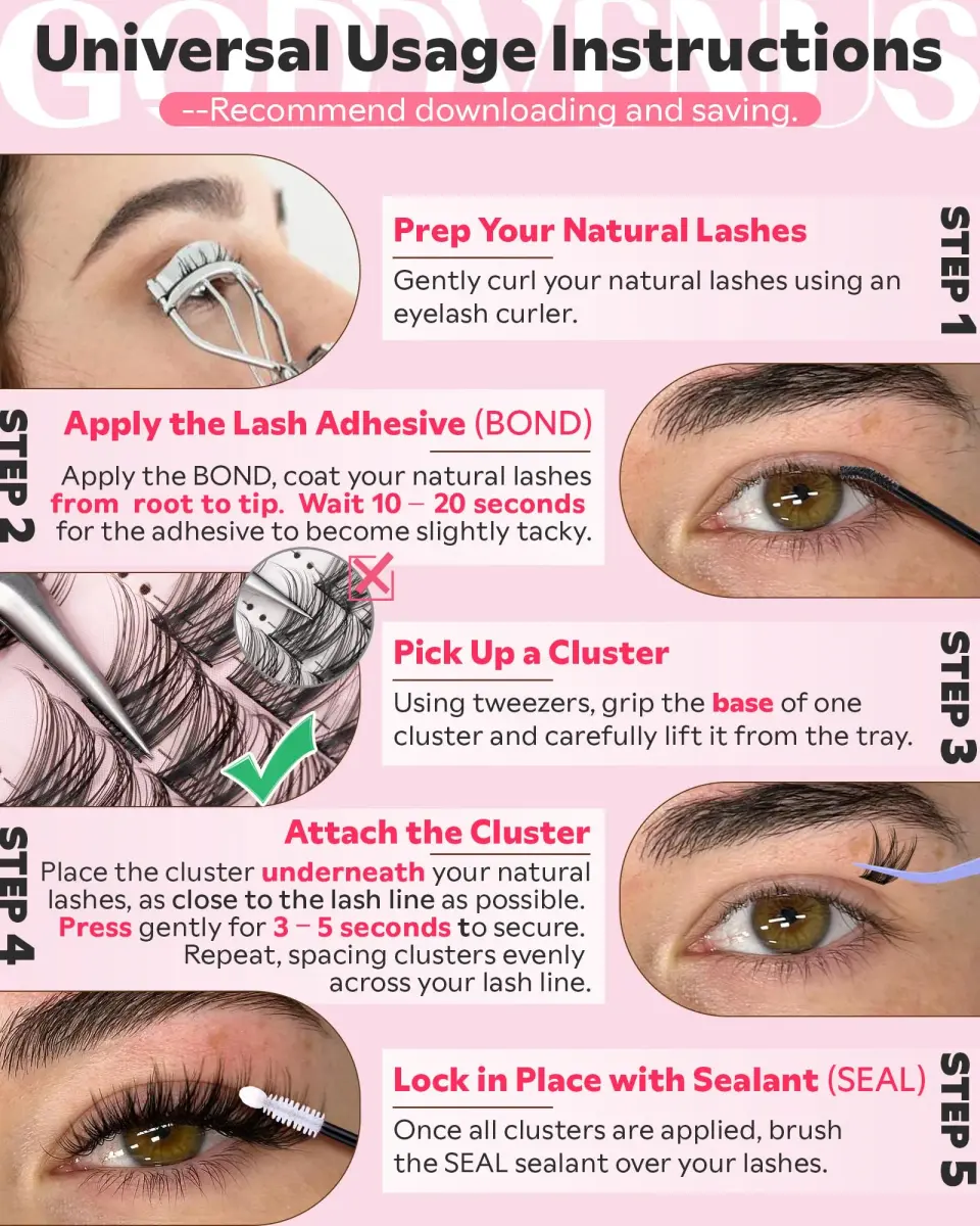 Goddvenus Wispy Lash Clusters 180pcs (C Curl) | Natural DIY Lash Extension Kit - view 7