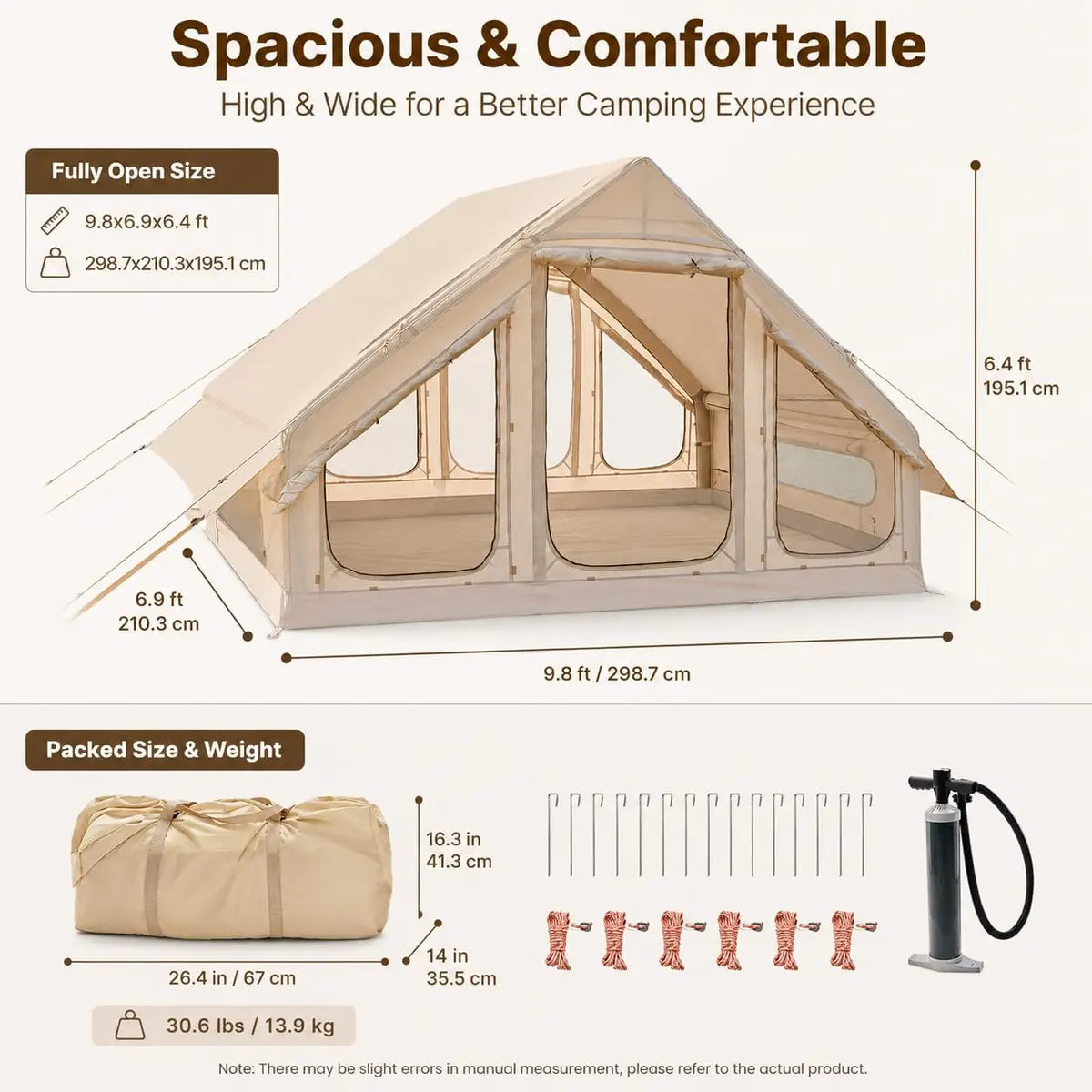 FICISOG Inflatable Camping Tent 6 Person Waterproof | Easy Setup with Stove Jack - view 8