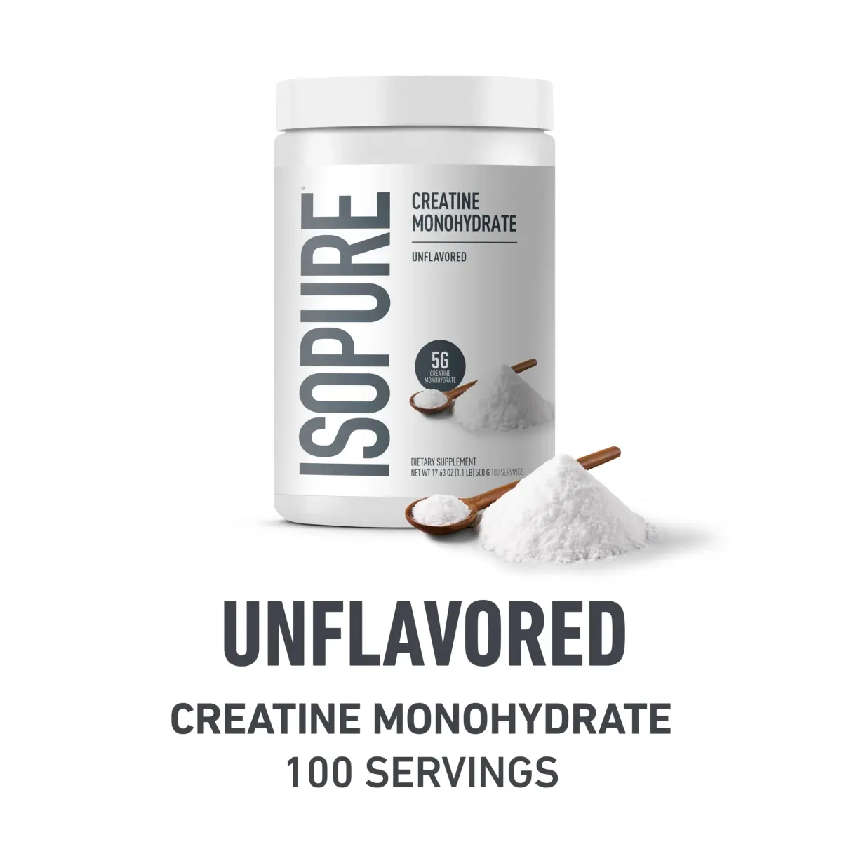 Isopure Zero Carb Whey Protein Isolate Strawberries & Cream (454g (1 Lb), 15 Servings) + Creatine Monohydrate (1.1 Lb, 100 Servings) | High Protein, Zero Carb, USA Import - view 2