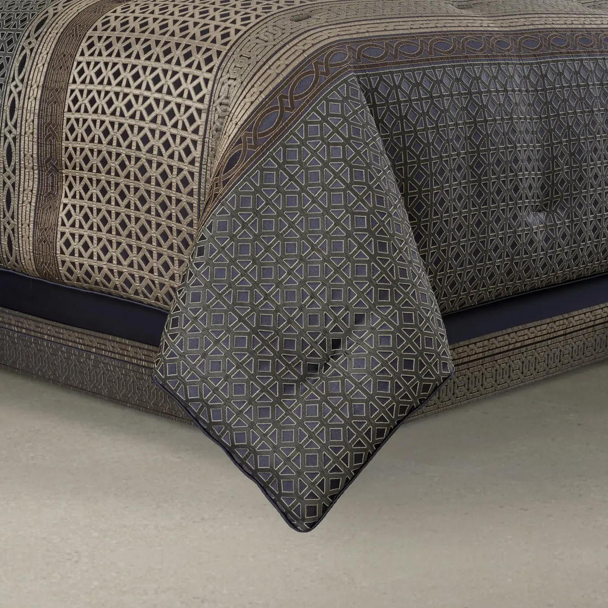 J. Queen New York Avelyn Slate Queen Comforter Set 4 Pieces | Luxurious Geometric Design - view 2