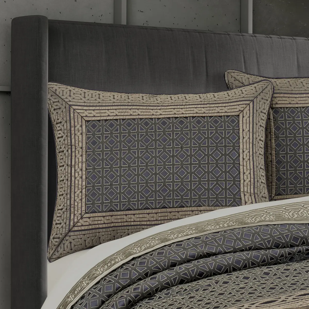 J. Queen New York Avelyn Slate Queen Comforter Set 4 Pieces | Luxurious Geometric Design - view 3
