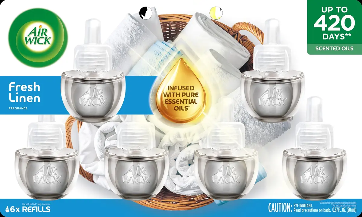 Air Wick Plug-In Scented Oil Refills Fresh Linen 6 Count (45 Days/Refill) | Continuous Fragrance for Homes & Offices - view 2