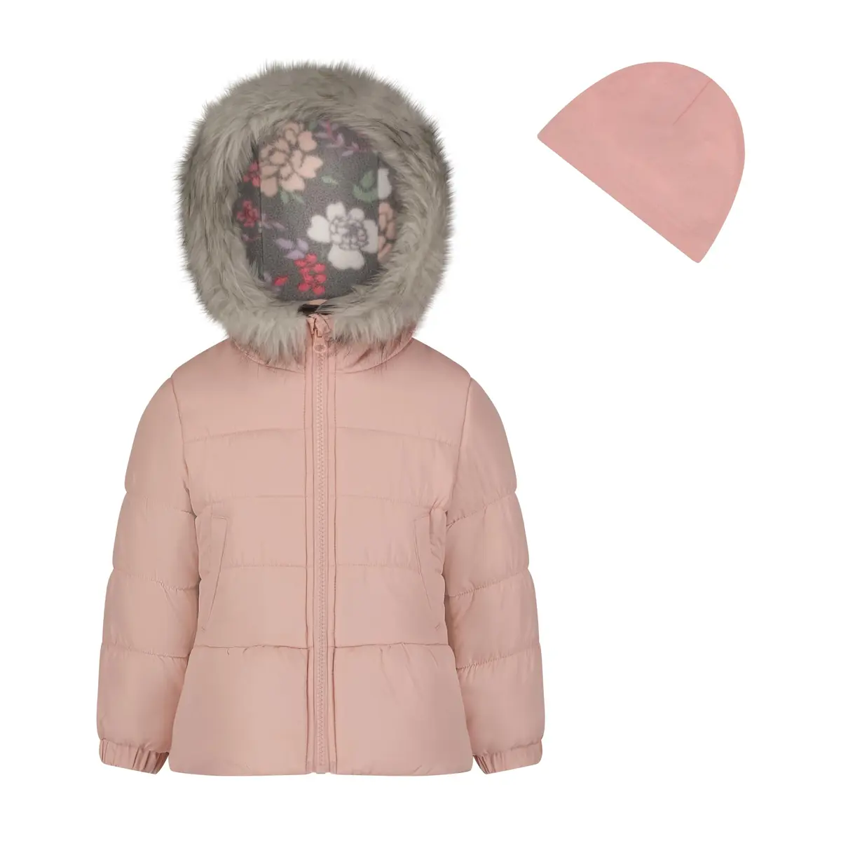 Weather Tamer Girls' Lilac 3T Winter Puffer Jacket with Faux Fur Hood & Beanie | Warm, Wind-Resistant, Machine Washable - main product image